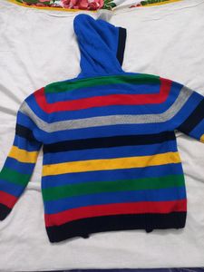 11-12 Yrs Boys Hooded Zipper Opening Sweater