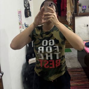 Camo &#34;Go For The Best&#34; Tee