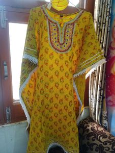 Yellow Printed Kaftan