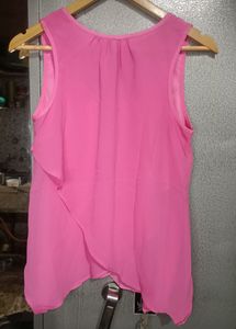 Sleeveless Pink Ruffle Top