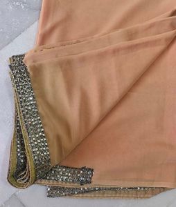 Beautiful Golden Saree With Sequin Border