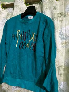 Embroidered Teal Sweatshirt