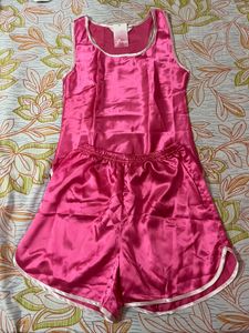 Pink Satin Pajama Set