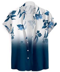 Ocean Breeze Gradient Leaf Printed Casual Shirt&#34;