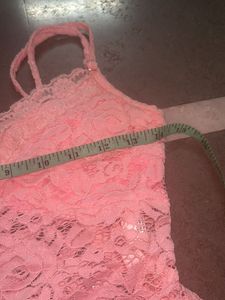 Pink Lace Coquette Sheer Top