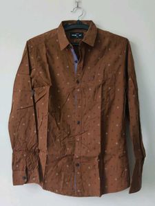 Spykar's Brown Patterned Casual Shirt