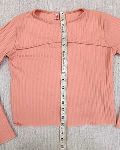 Peach Ribbed Long Sleeve Top