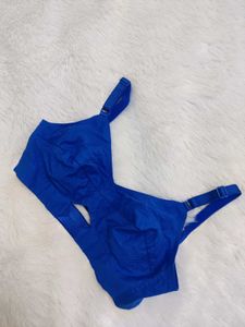 Non-padded blue cotton bra