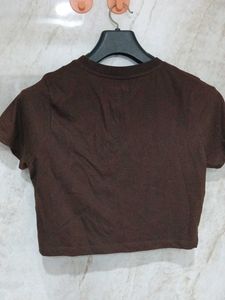 Brown Crop Top T-Shirt