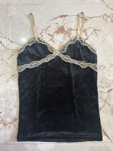 Y2K Thrifted Lacey Velvet Cami Top