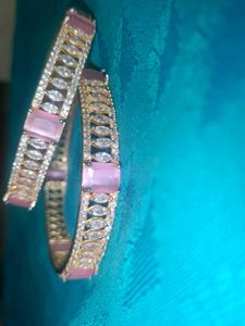 White And Baby Pink Stone Bangles