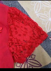 Beautiful Red Georgette Top With Front Dori