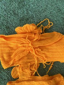 Wool/crochet  Material Dress With Flowers
