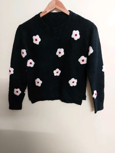 Black Floral Sweater Bust Size-32