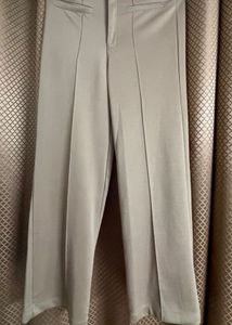 Beige Wide Leg Trousers