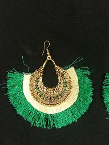 Green Tassel Earrings