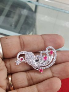 Silver Peacock Saree Pin