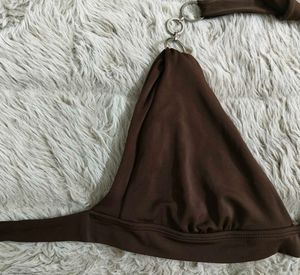 👙Faded Glory Brown Halter Triangle Bikini Top