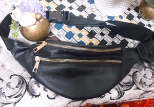Black Leather Waist Bag