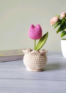 Crochet Tulip Pot Home Decor