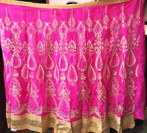 Pink & Gold Embroidered Lehenga Skirt