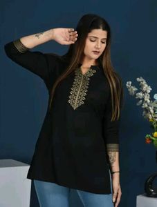 Black and gold short kurti