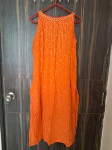 Orange Printed Kurta