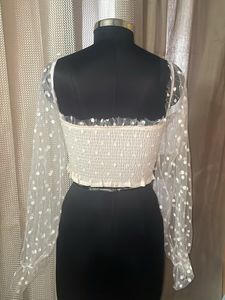 Crop Top With Mesh Sleeves
