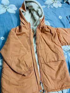 Peach Korean Winter Jacket With Fur
