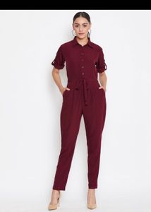 Maroon Jumpsuit with Belt