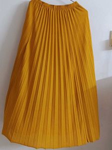 Pleated Yellow Maxi Skirt