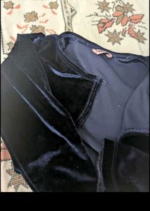 COMBO of Cute Navy Blue Velvet Shrug and jeans- to