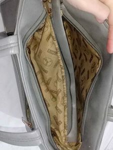 Gray Leather Tote Bag