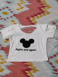 Mickey White Crop Top
