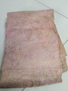 Golden pink soft silk saree