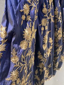 Hand Thread Embroidery Band Neck Flare Gown