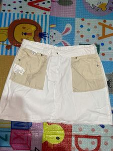 White Denim Mini Skirt