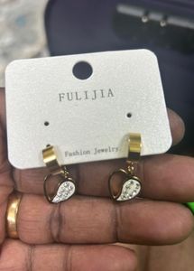 Anti Tarnish Golden AD Earrings
