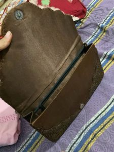 Party Wear Brown Bag With  Beautiful Embroidery