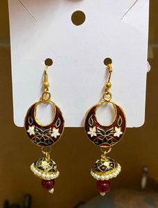 Vintage & Elegant Maroon Jhumka Earrings