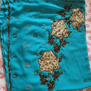 Partywear Saree With Stitched Blouse
