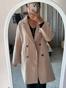Beige Double-Breasted Coat