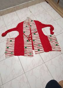 Red Print Cardigan
