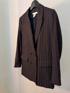 Double Breasted Blazer H&M Blue and brown stripes