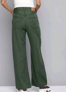 Olive Green Wide Leg Jeans