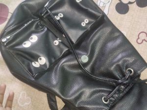 Leather Black Eye See You Backpack
