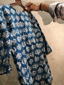 Leaf Print Blue Top