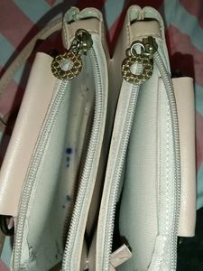 Peach Colour Sling Leather Bag