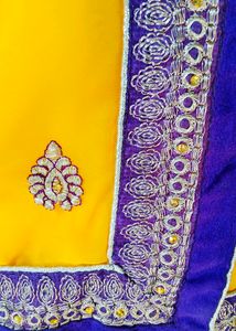 💥Yellow 💛 with Purple 💜 Border Saree