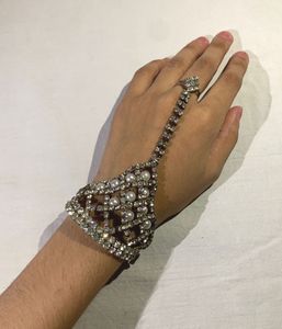 Pearl & Rhinestone Hand Chain